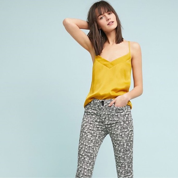 Anthropologie Bowery Pineapple Print Cropped Jeans Sz 16R XL Stretchy Comfort - Picture 1 of 11